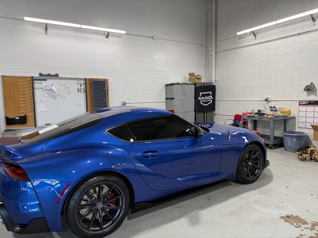 Blue Toyota GR Supra ceramic-coated by L&Y Detailing