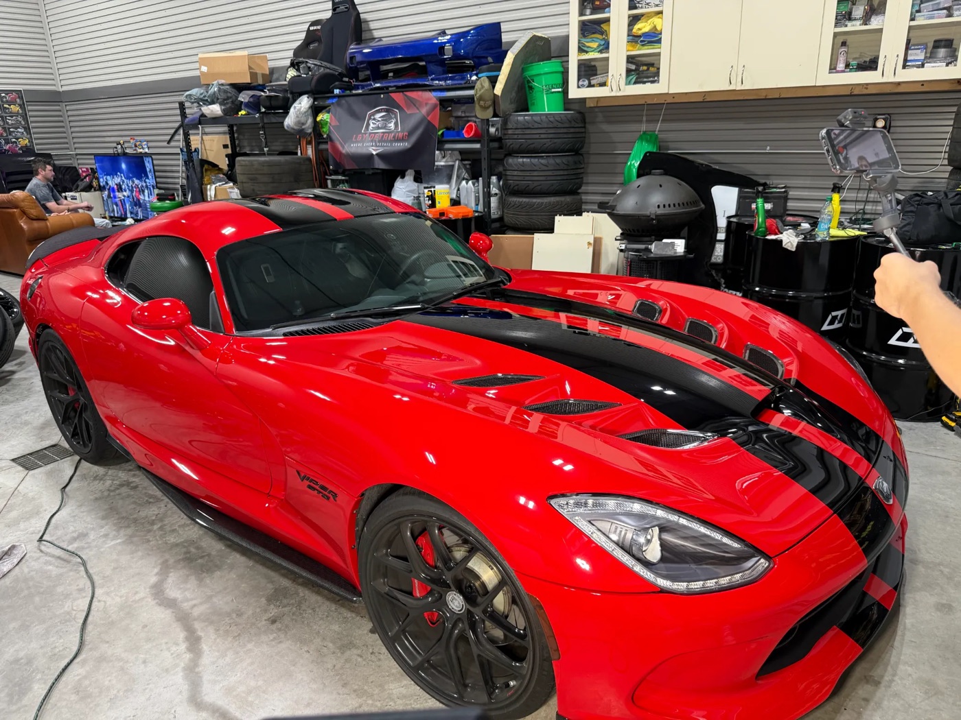 Red Dodge Viper GTS coated at L&Y Detailing